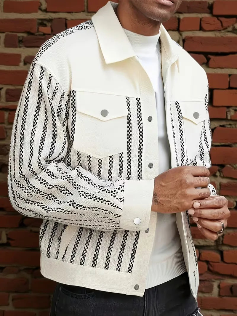 Men's Striped Denim Jacket