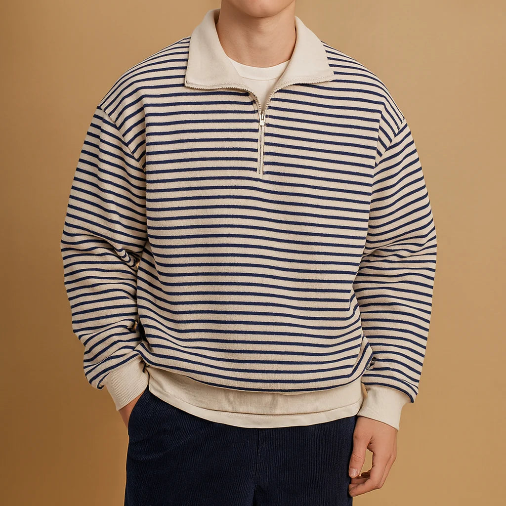 Men's Striped Half-Zip Pullover