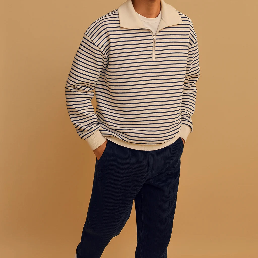 Men's Striped Half-Zip Pullover