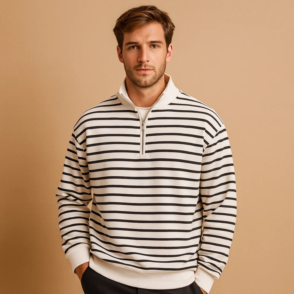 Men's Striped Half-Zip Pullover