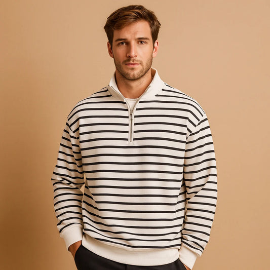 Men's Striped Half-Zip Pullover
