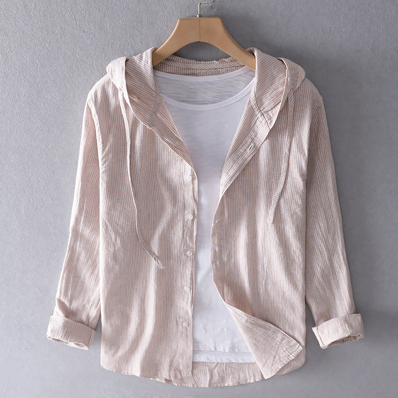 Men's Striped Hoodie Shirt Casual Sporty Top