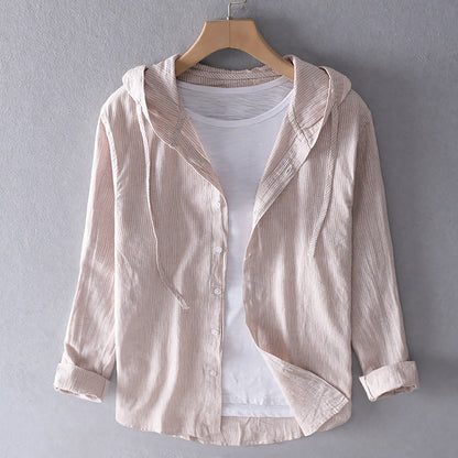 Men's Striped Hoodie Shirt Casual Sporty Top