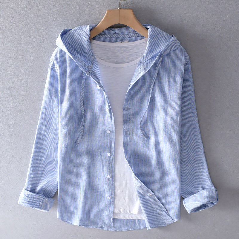 Men's Striped Hoodie Shirt Casual Sporty Top