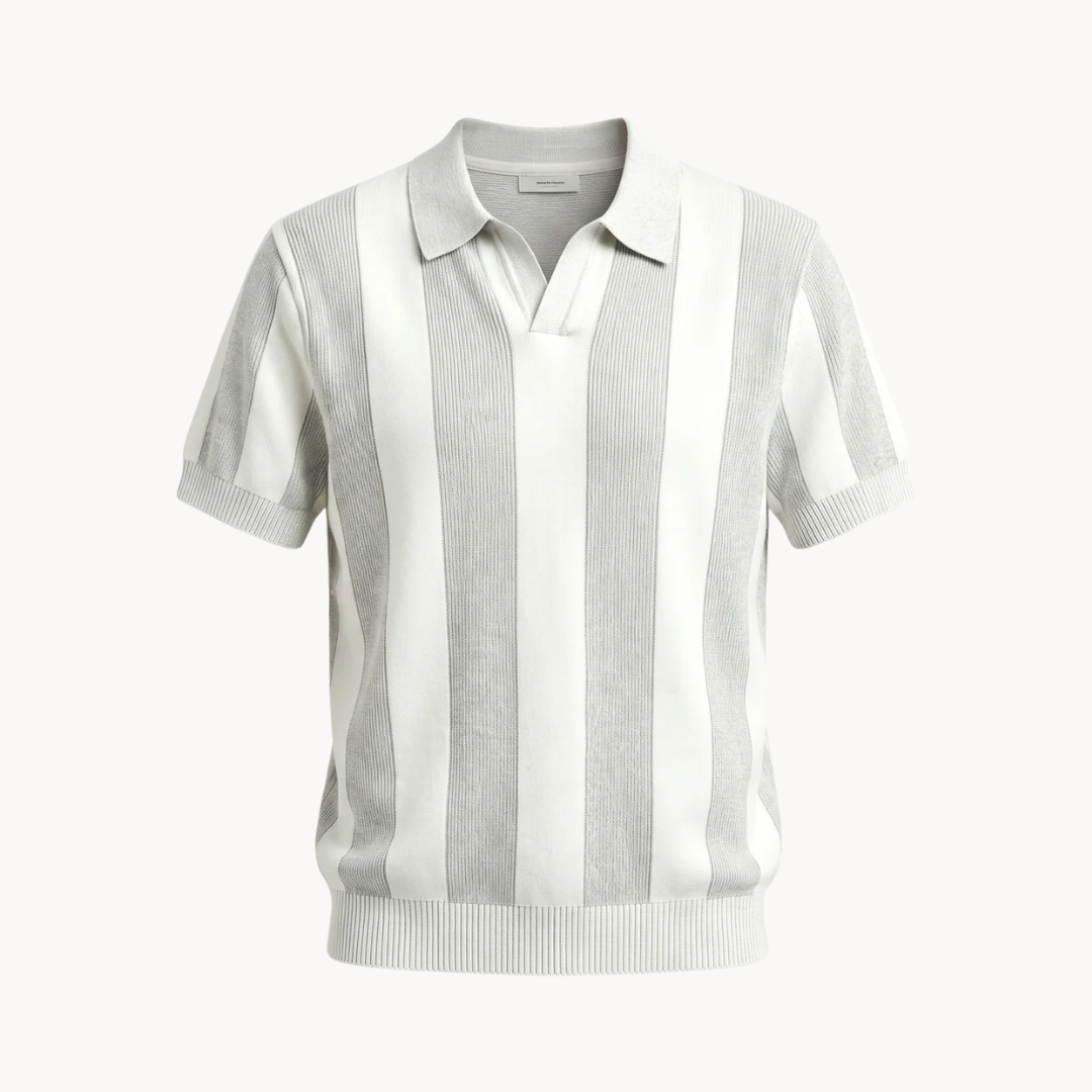Men's Striped Knit Polo Shirt