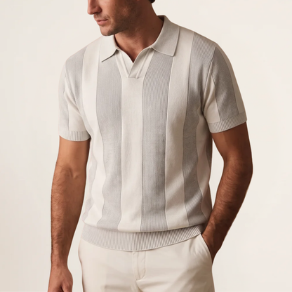 Men's Striped Knit Polo Shirt