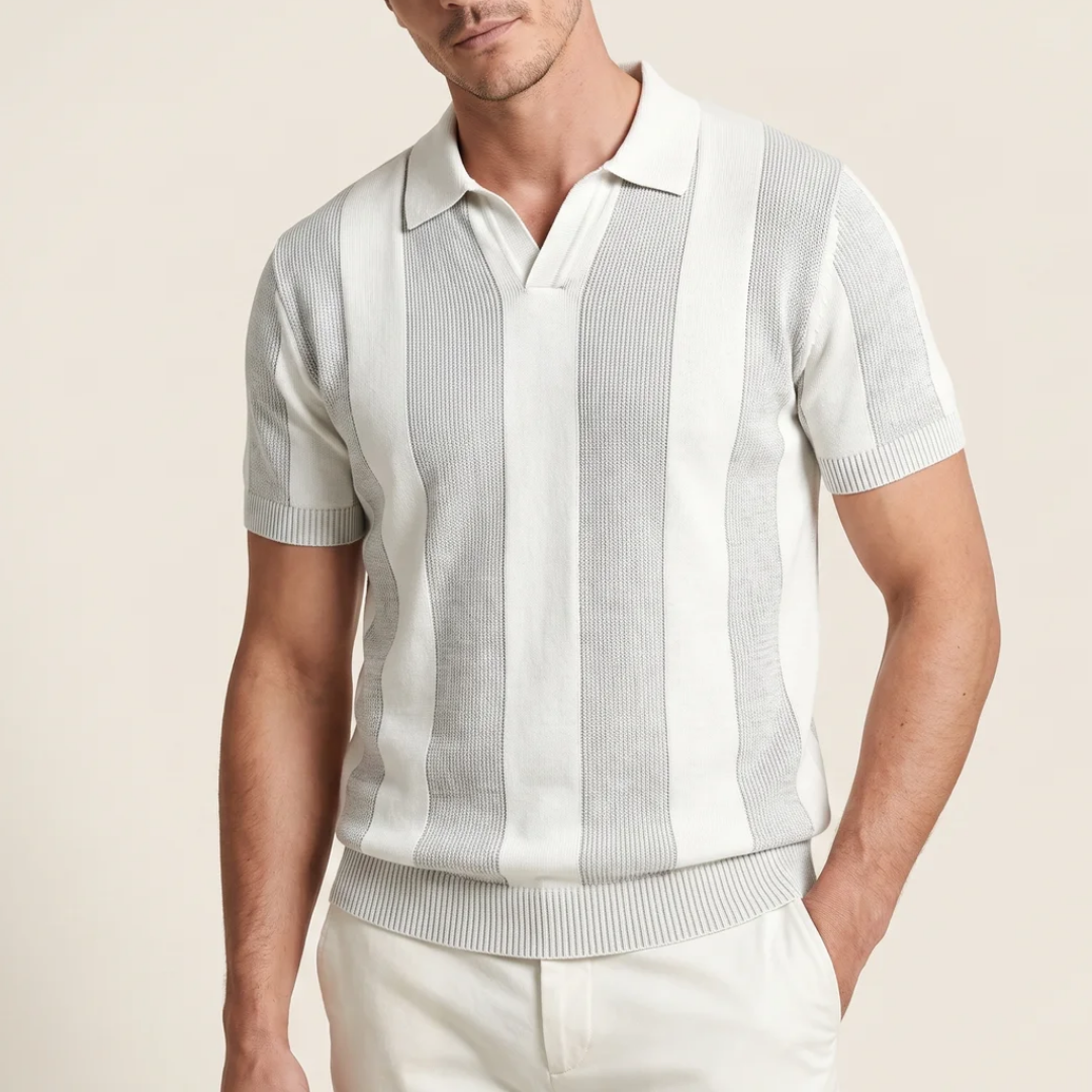 Men's Striped Knit Polo Shirt