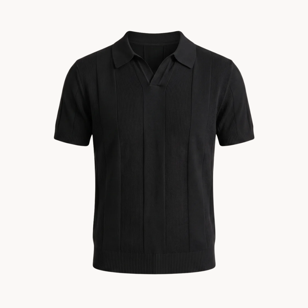 Men's Striped Knit Polo Shirt