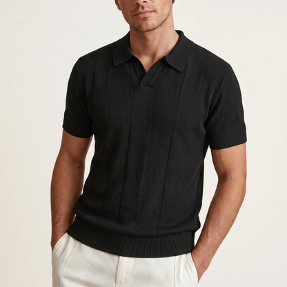 Men's Striped Knit Polo Shirt