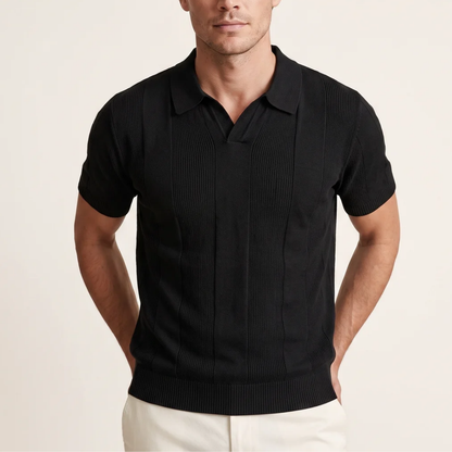 Men's Striped Knit Polo Shirt