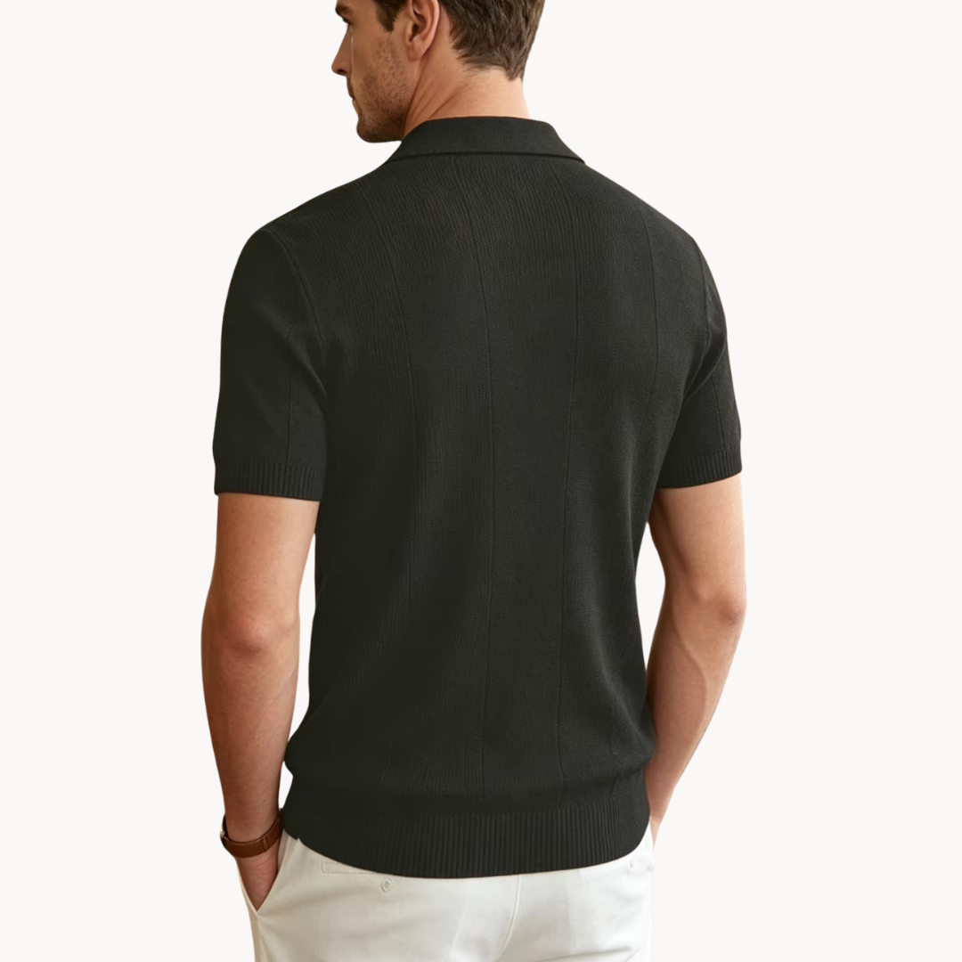 Men's Striped Knit Polo Shirt