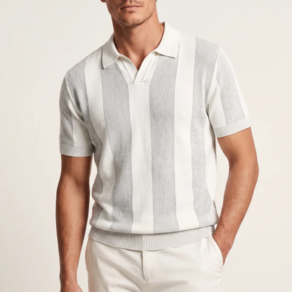 Men's Striped Knit Polo Shirt