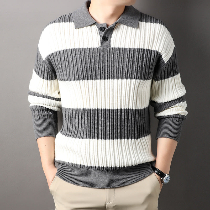 Men's Striped Long Sleeve Dress Shirt