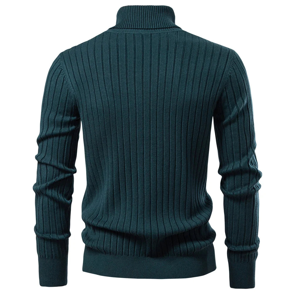 Men's Striped Turtleneck Sweater
