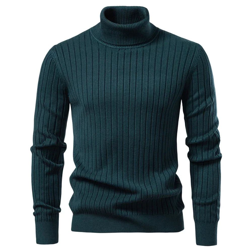 Men's Striped Turtleneck Sweater