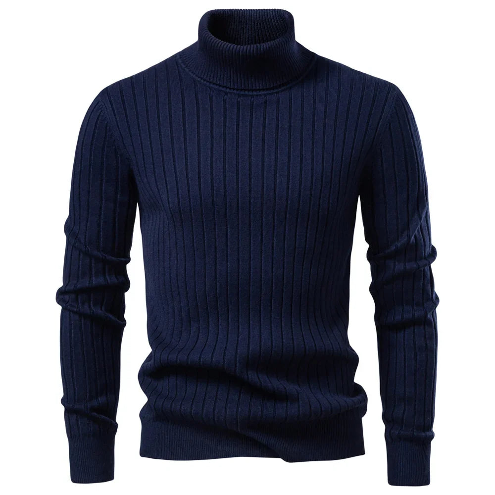 Men's Striped Turtleneck Sweater