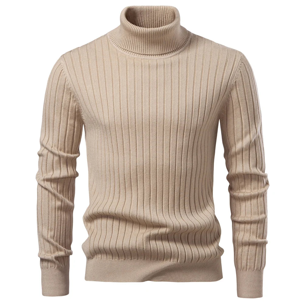 Men's Striped Turtleneck Sweater