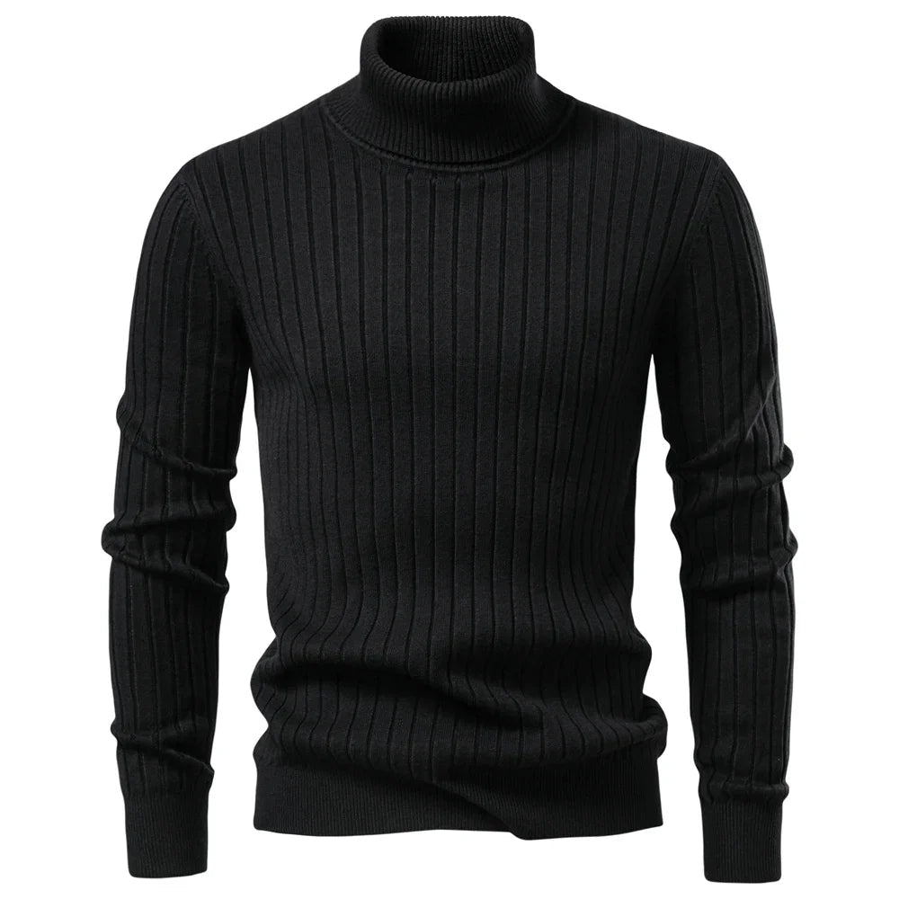 Men's Striped Turtleneck Sweater