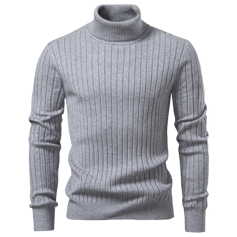 Men's Striped Turtleneck Sweater