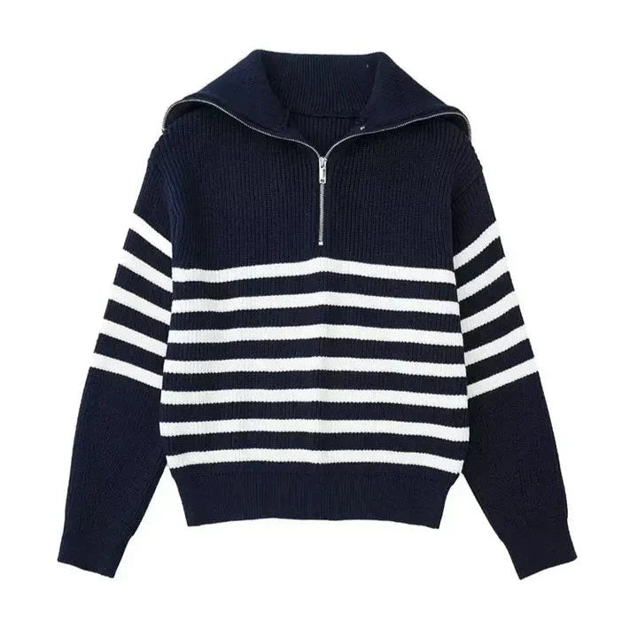 Men's Striped Zip-Up Sweater
