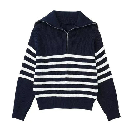 Men's Striped Zip-Up Sweater