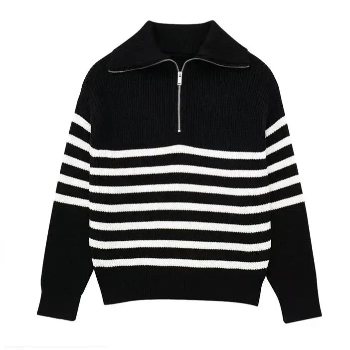Men's Striped Zip-Up Sweater