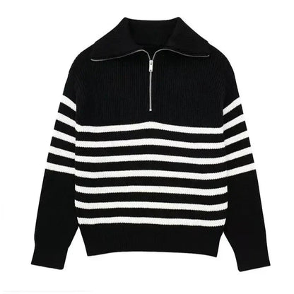 Men's Striped Zip-Up Sweater