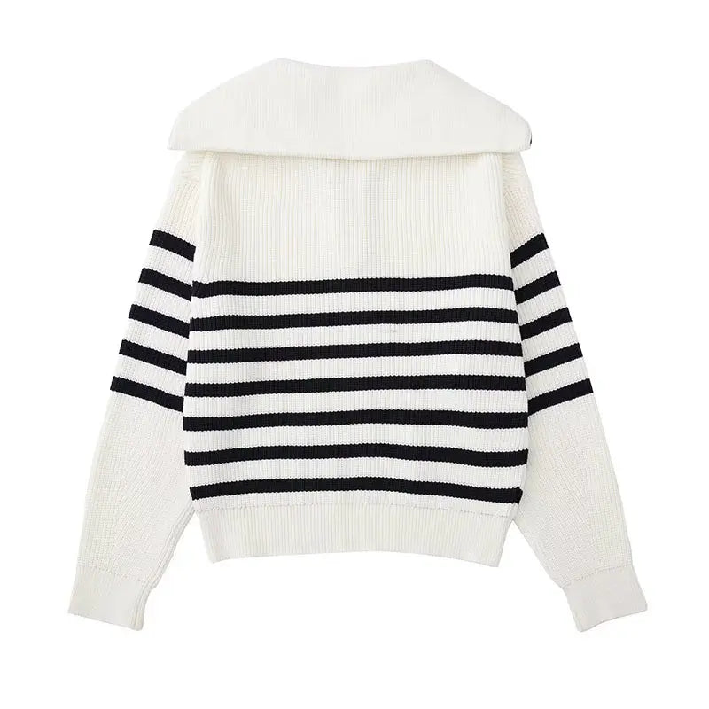 Men's Striped Zip-Up Sweater