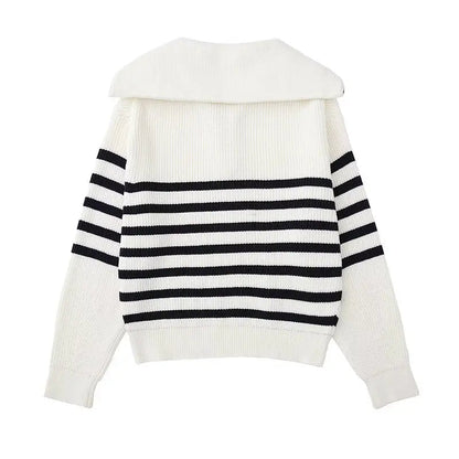 Men's Striped Zip-Up Sweater