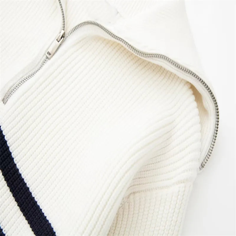 Men's Striped Zip-Up Sweater