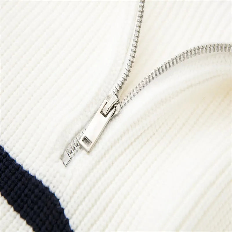 Men's Striped Zip-Up Sweater