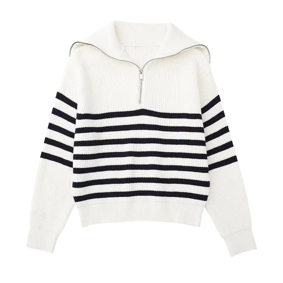Men's Striped Zip-Up Sweater