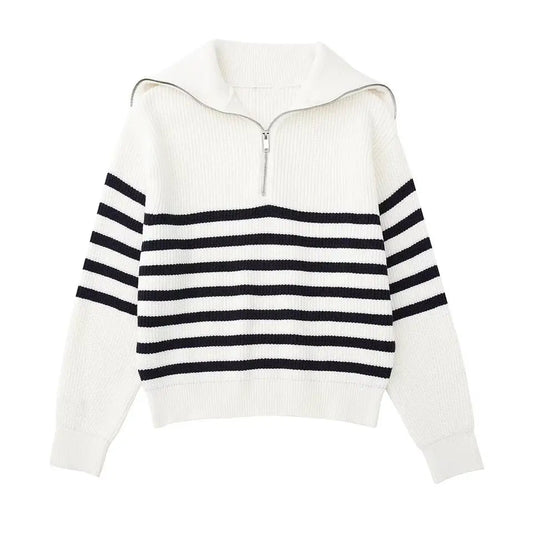 Men's Striped Zip-Up Sweater
