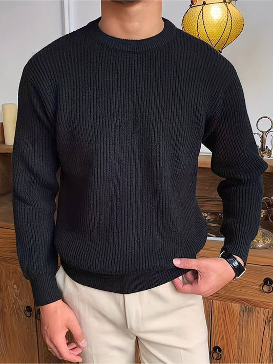 Men's Structured Knit Sweater - Lightweight Stretch Fabric