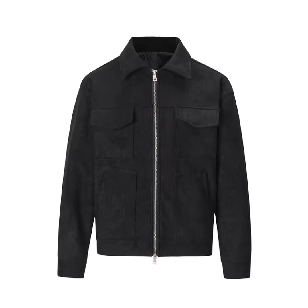 Men's Structured Zippered Jacket with Multiple Pockets