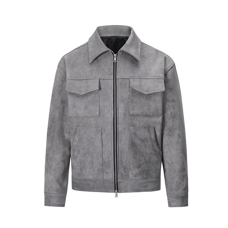 Men's Structured Zippered Jacket with Multiple Pockets