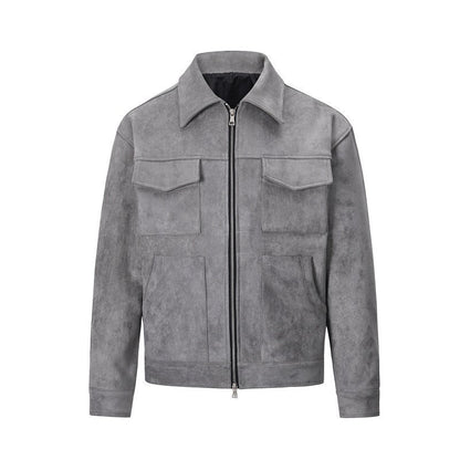 Men's Structured Zippered Jacket with Multiple Pockets
