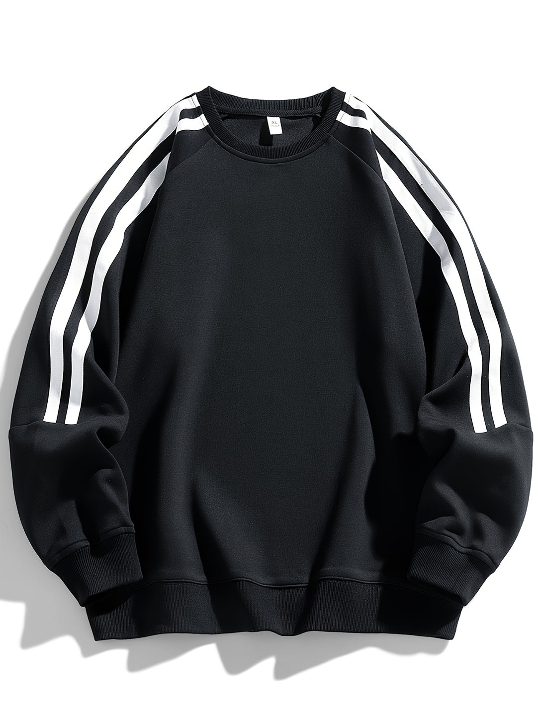 Men's Stylish Crew Neck Sweater with Striped Side Design