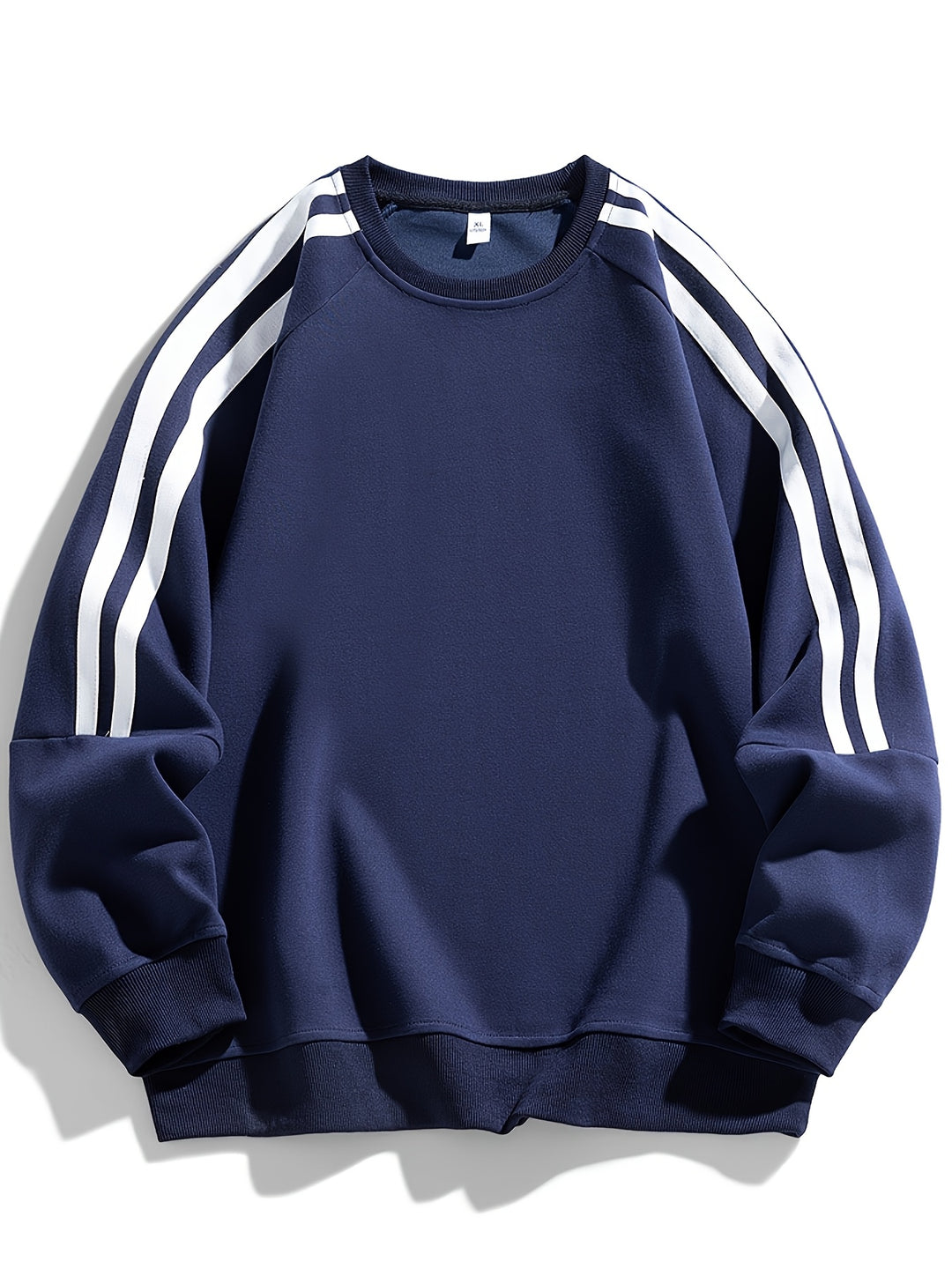 Men's Stylish Crew Neck Sweater with Striped Side Design