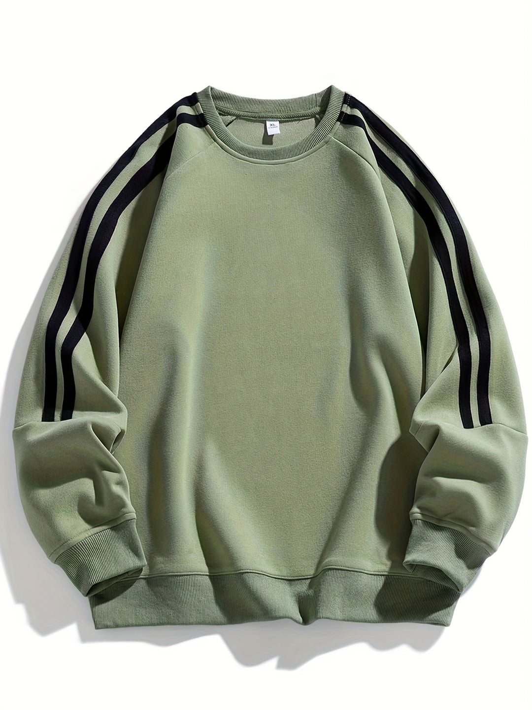 Men's Stylish Crew Neck Sweater with Striped Side Design