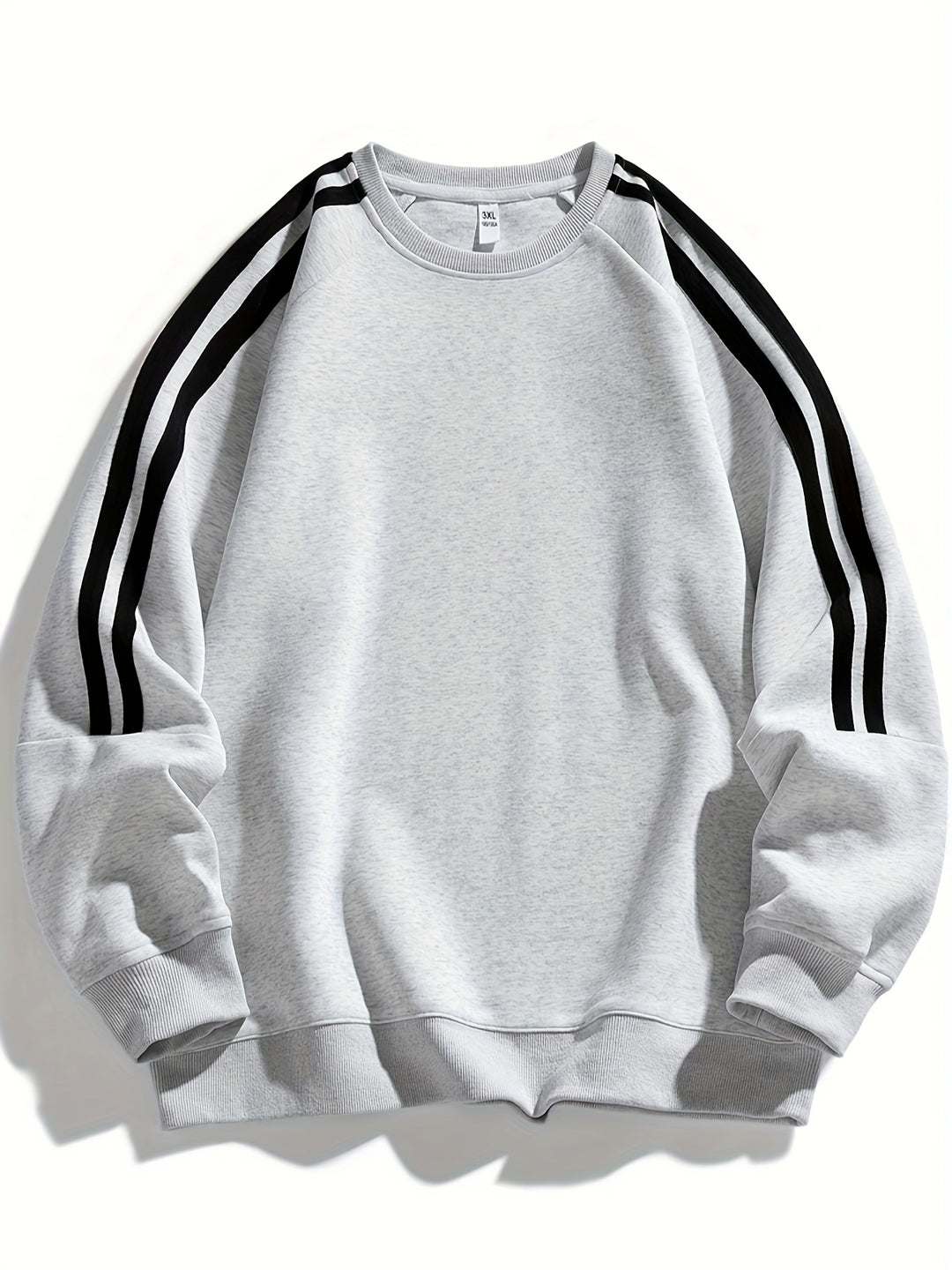 Men's Stylish Crew Neck Sweater with Striped Side Design