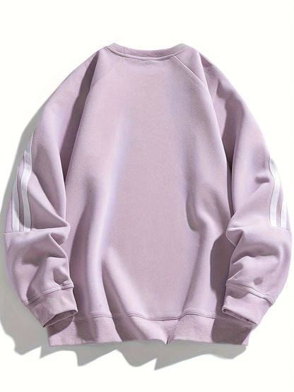 Men's Stylish Crew Neck Sweater with Striped Side Design