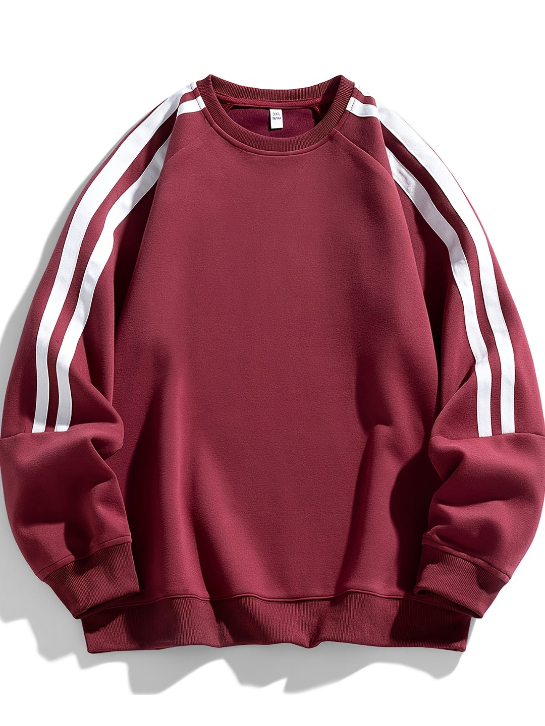 Men's Stylish Crew Neck Sweater with Striped Side Design