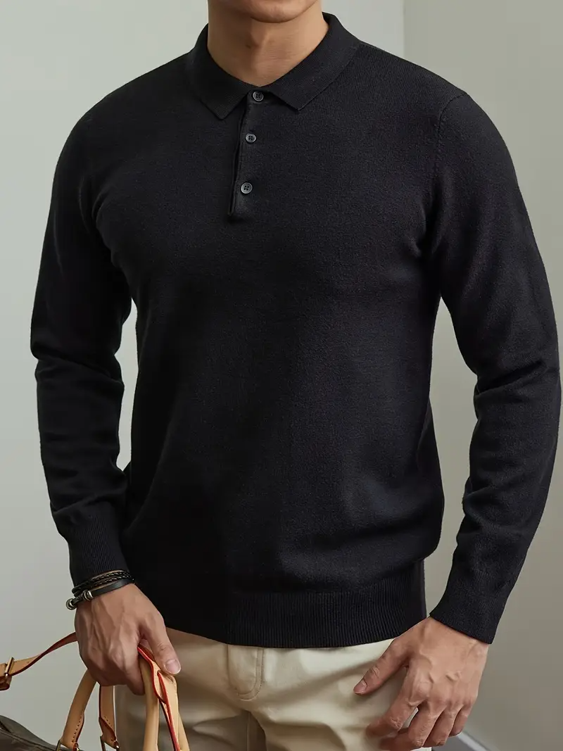 Men's Stylish Knit Polo Sweater