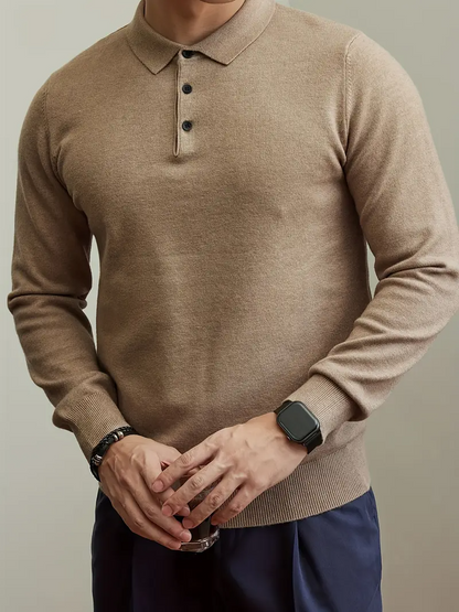 Men's Stylish Knit Polo Sweater