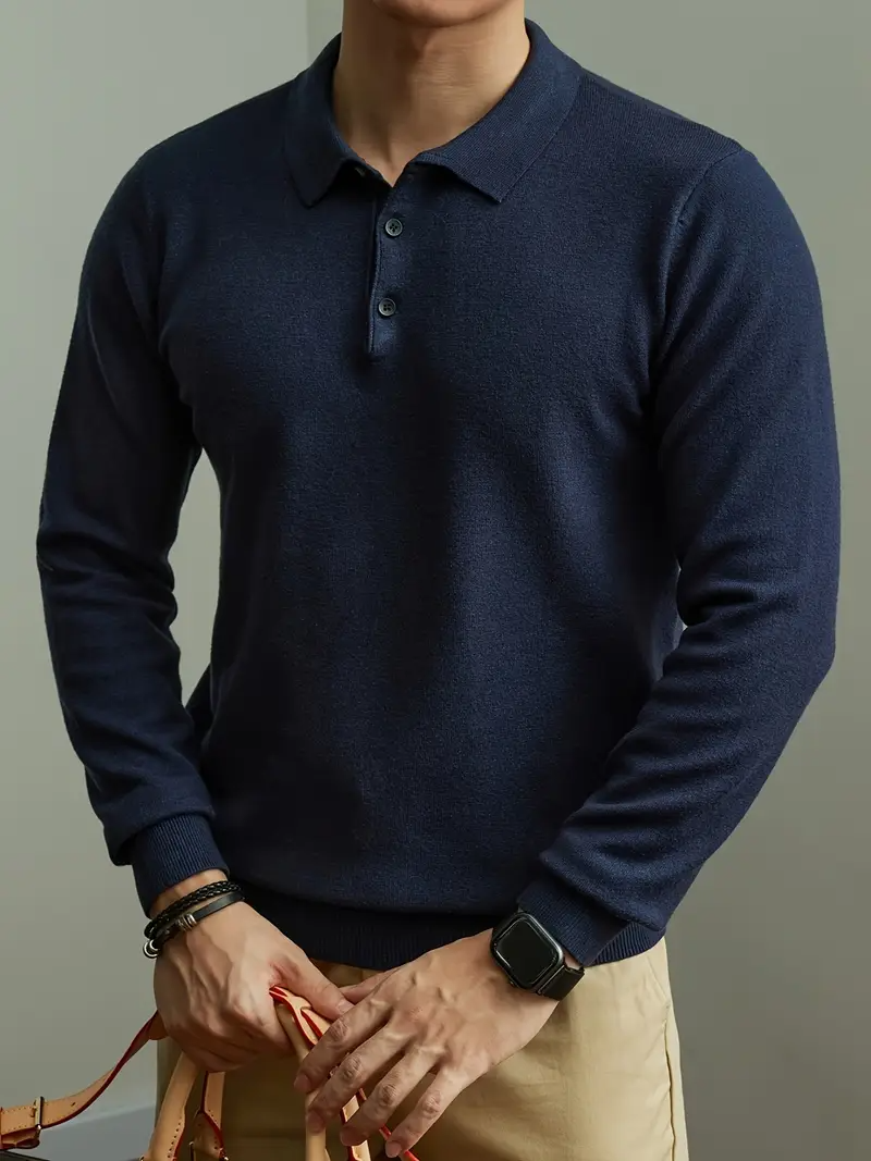 Men's Stylish Knit Polo Sweater