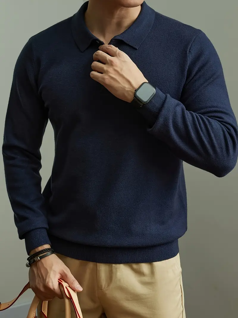 Men's Stylish Knit Polo Sweater
