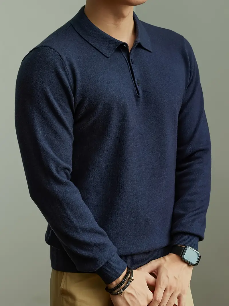 Men's Stylish Knit Polo Sweater
