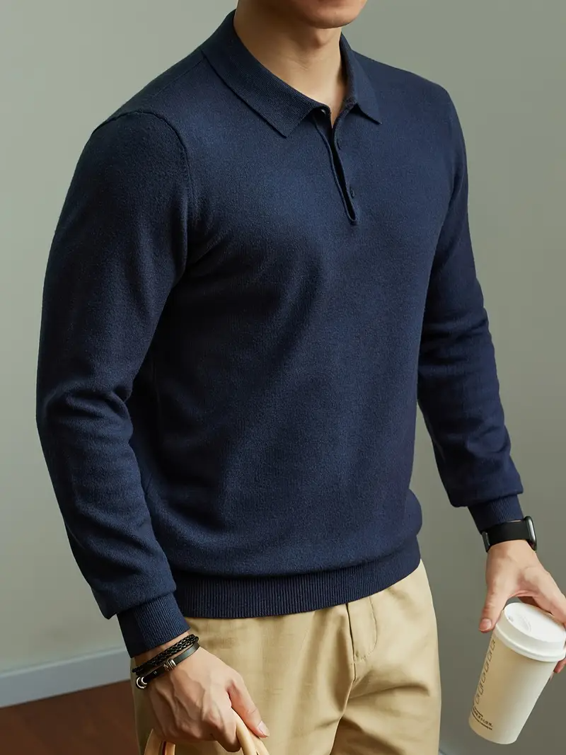 Men's Stylish Knit Polo Sweater