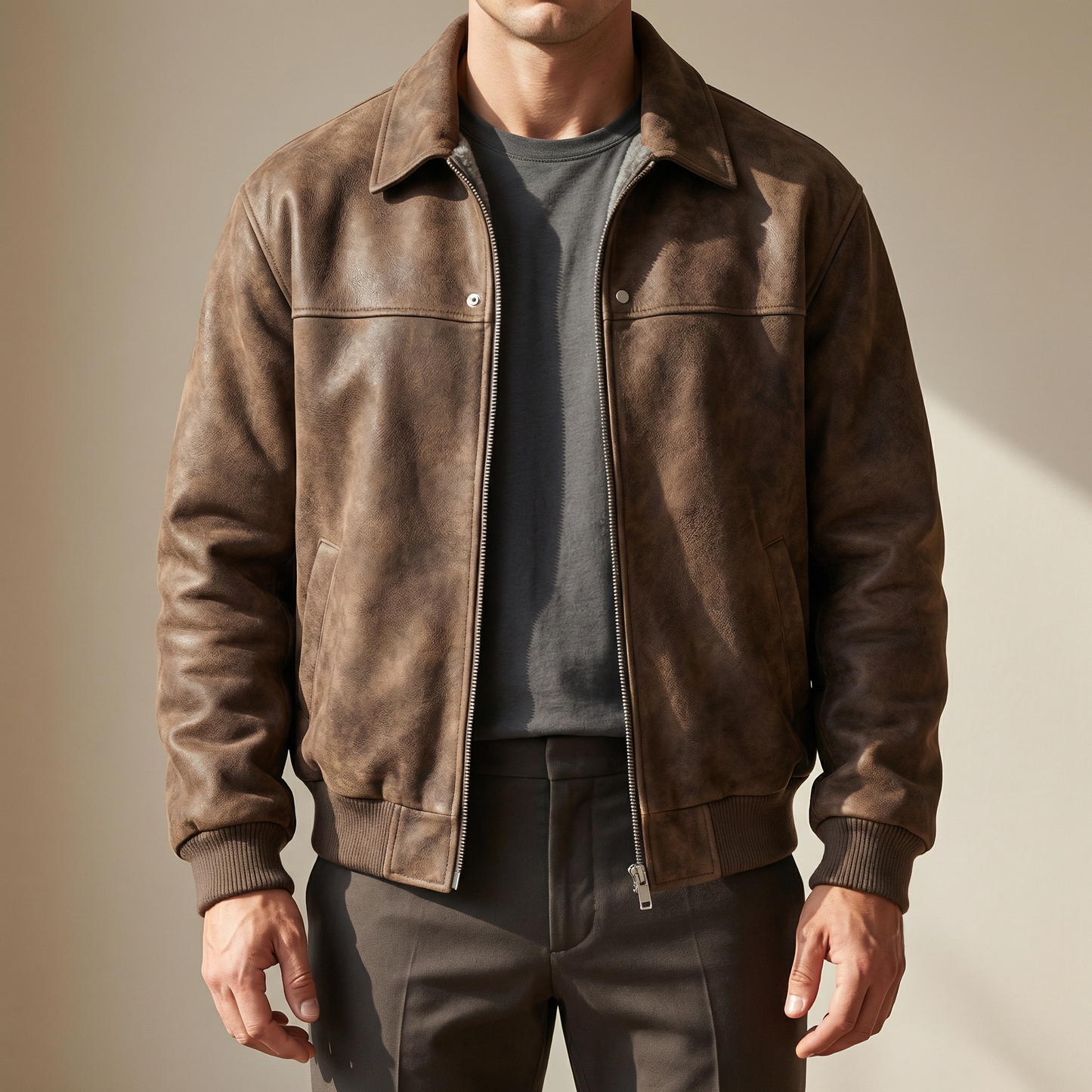 Men's Stylish Leather Look Jacket